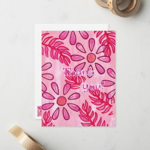Cartes de remerciement florales roses, modèle