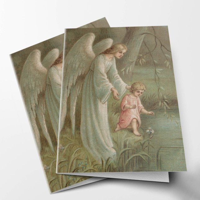 Cartes de remerciement funéraire | Ange du Ciel 04 (Angel Of Heaven Condolence Sympathy Catholic Religious Funeral Thank You card)