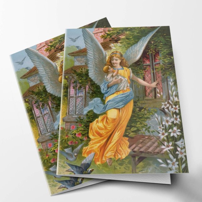 Cartes de remerciement funéraire | Angel Cher 01 (Guardian Angel Condolence Sympathy Catholic Religious Funeral Thank You Card)