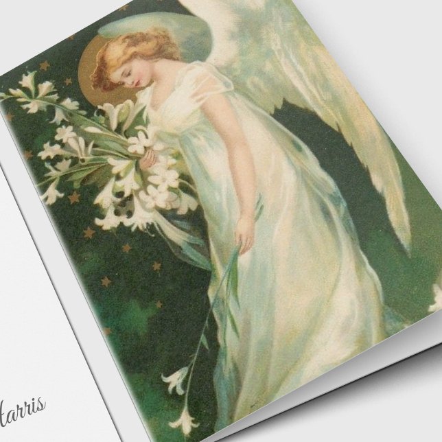 Cartes de remerciement funéraire | Angle Vintage (Vintage Angel Sympathy Memorial Photo Funeral Thank You Card)