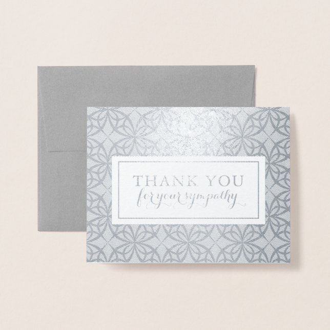 Cartes de remerciement funéraire | Beau Motif Foil (Devant avec enveloppe)