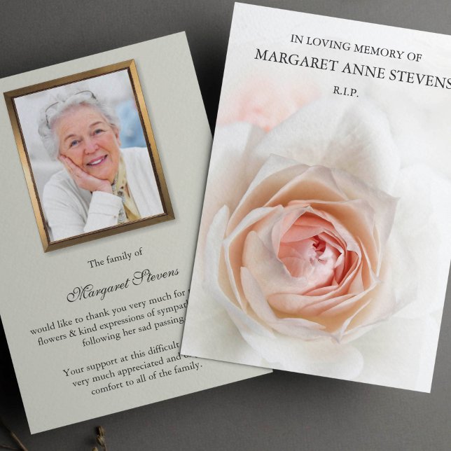 Cartes de remerciement funéraire | Beau Rose (Beautiful Rode Sympathy Memorial Funeral Thank You Card)
