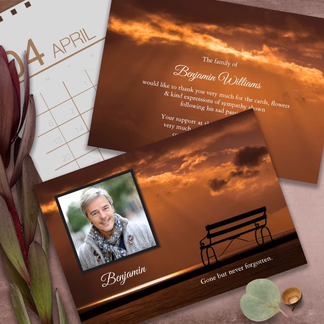Cartes de remerciement funéraire | Coucher de sole (funeral thank you cards, bereavement, elegant, simple, celebration of life, sympathy card)