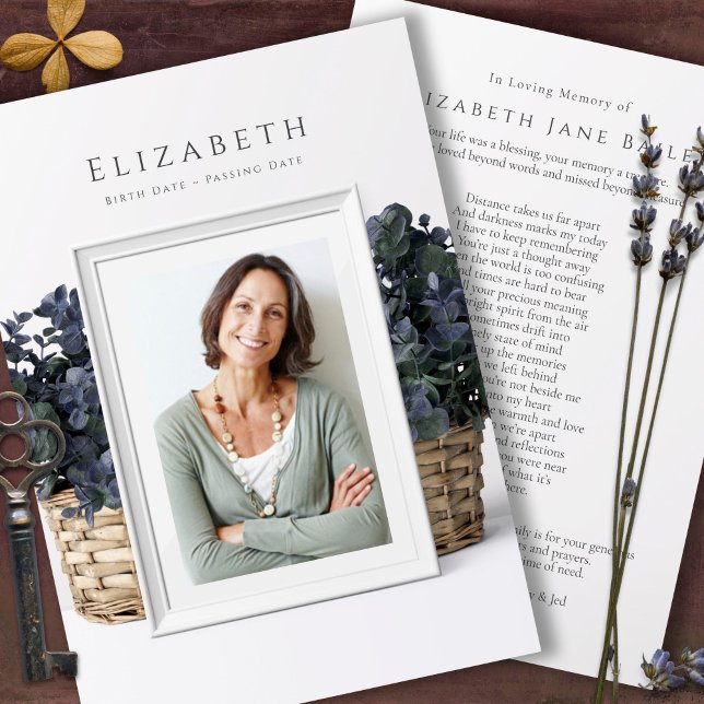 Cartes de remerciement funéraire | Des souvenirs i (Simple Elegant Celebration of Life, In loving Memory, Forever in Our Hearts, Memorial Remembrance )