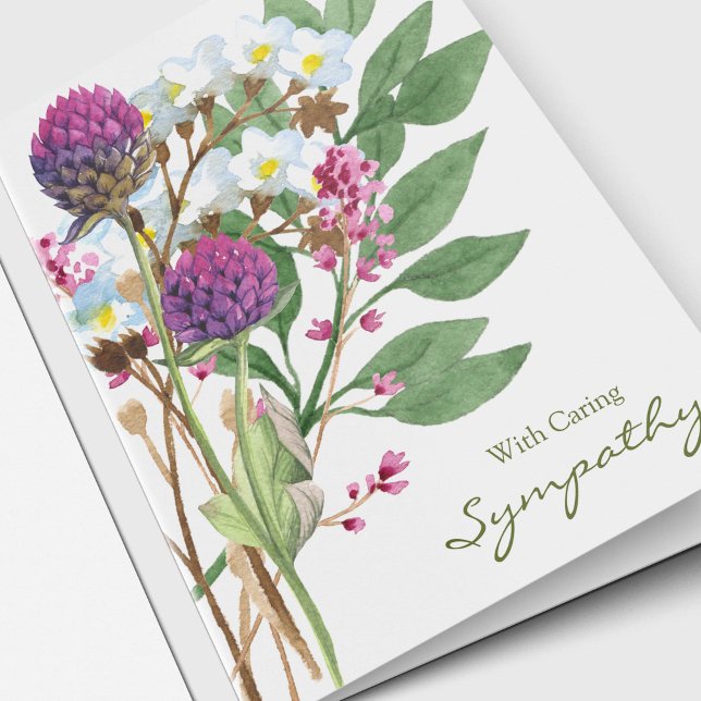 Cartes de remerciement funéraire | FLEUR SAUVAGE (Wildflowers Sympathy Memorial Funeral Thank You Card)