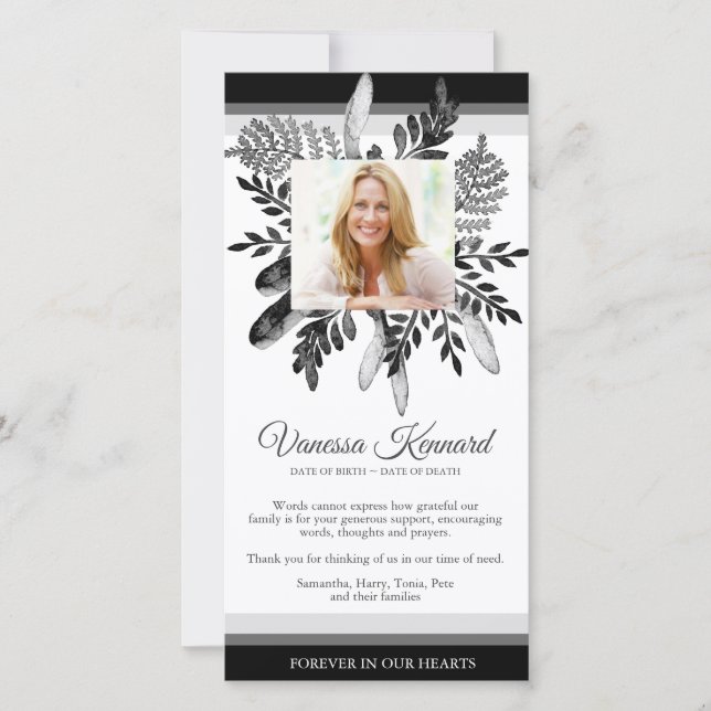 Cartes de remerciement funéraire | Flore (Devant)