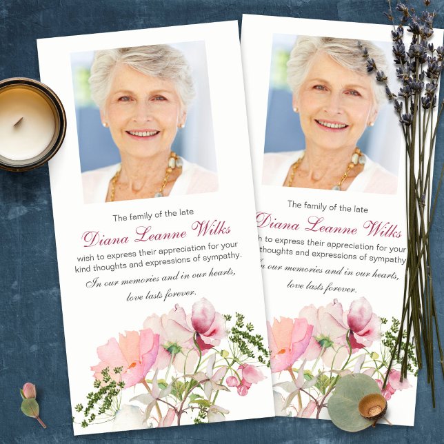 Cartes de remerciement funéraire | Flore douce (funeral thank you cards, bereavement, elegant, simple, celebration of life, sympathy card)