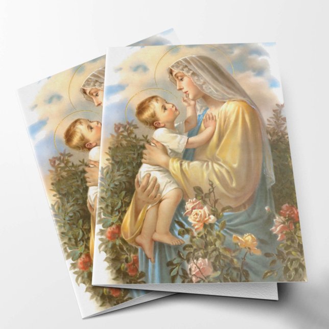 Cartes de remerciement funéraire | Good & Gentle M (Good and Gentle Mother Blessed Mother Catholic Religious Sympathy Bereavement Funeral Thank You Card)