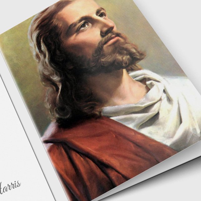 Cartes de remerciement funéraire | Jésus Christ 02 (Jesus Christ Sympathy Bereavement Photo Funeral Thank You Card, Holy Card)
