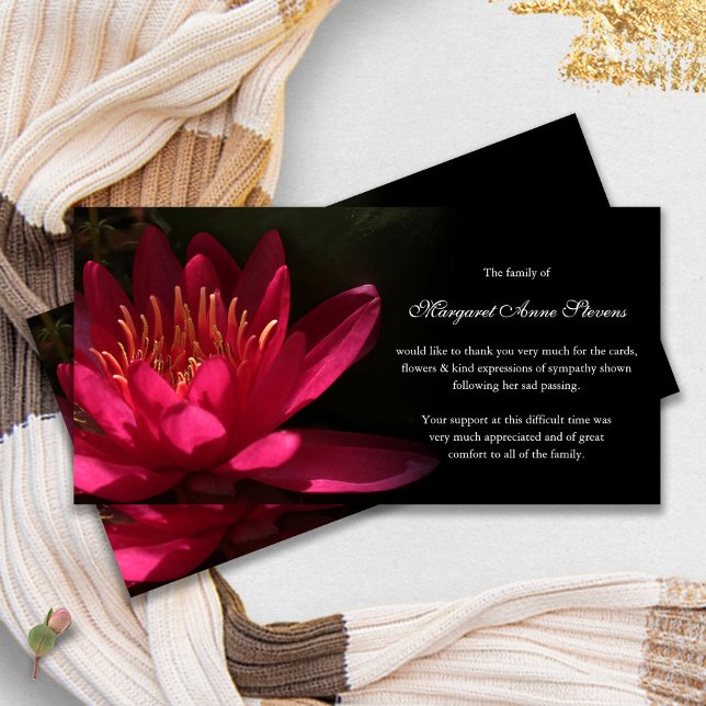Cartes de remerciement funéraire | Nénuphar rose (funeral thank you cards, bereavement, elegant, simple, celebration of life, sympathy card)