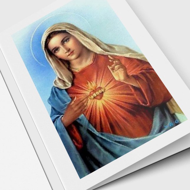 Cartes de remerciement funéraire | Sacré Coeur Mar (Bereavement Sympathy Sacred Heart of Mary Funeral Thank You Cards)