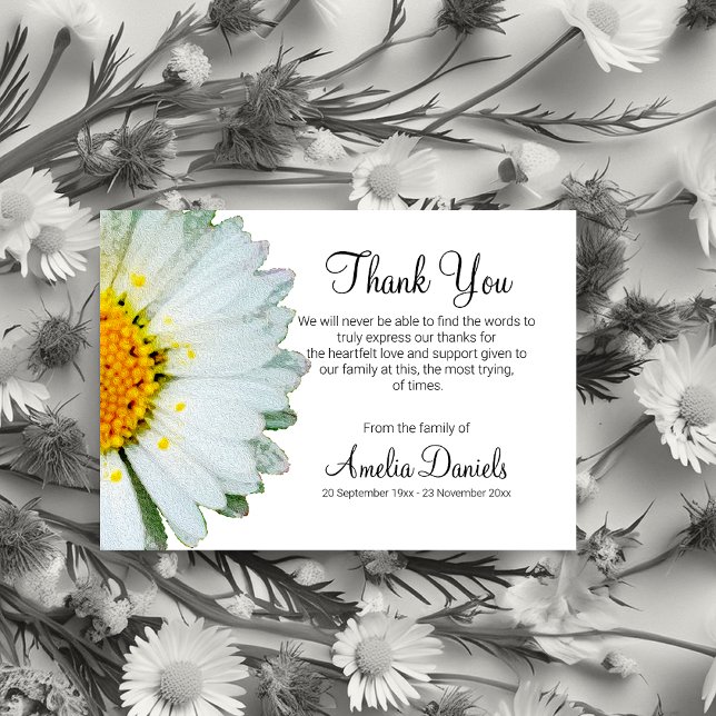 Cartes de remerciement funéraire Simple Daisy (Créateur téléchargé)