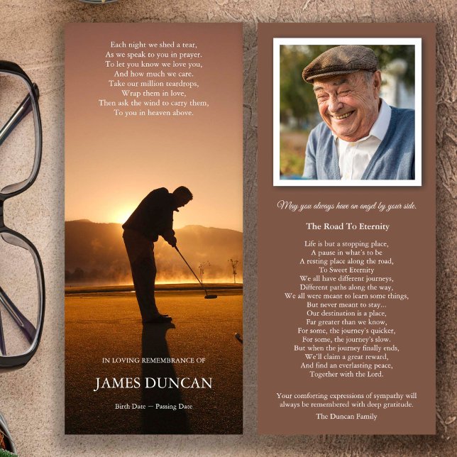 Cartes de remerciement funéraire | Sunset Golf (Sympathy Bereavement Memorial Sunset Golf Funeral Keepsake, funeral thank you card)