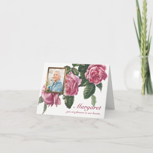 Cartes de remerciement funéraire | Tea Rose & Phot (Devant)