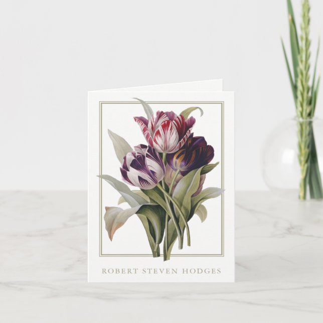 Cartes de remerciement funéraire | Tulipes botaniq (Devant)