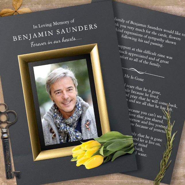 Cartes de remerciement funéraire | Vous Fermer (Forever In Our Hearts, Yellow Tulips, Celebration of life, In Loving Memory, Funeral Thank You Cards)