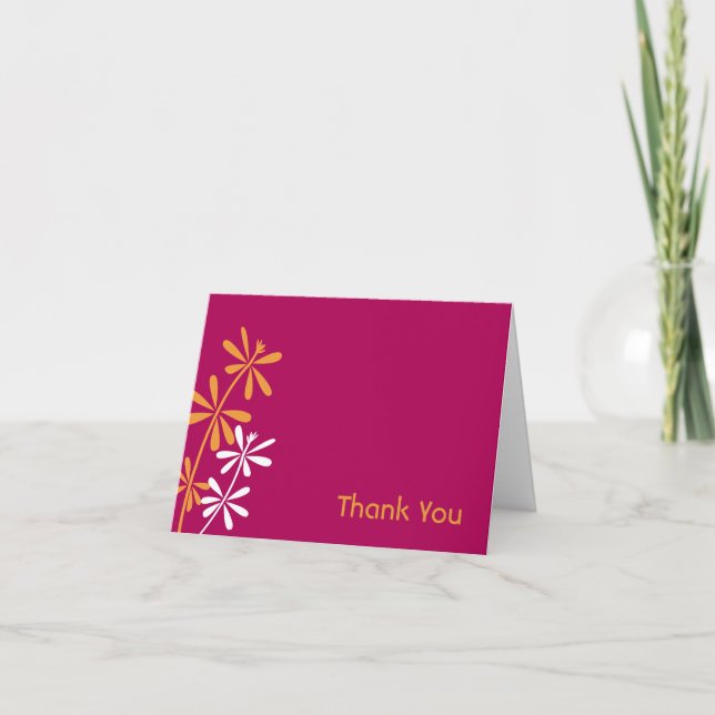 Cartes de remerciement Fuschia et Orange (Devant)