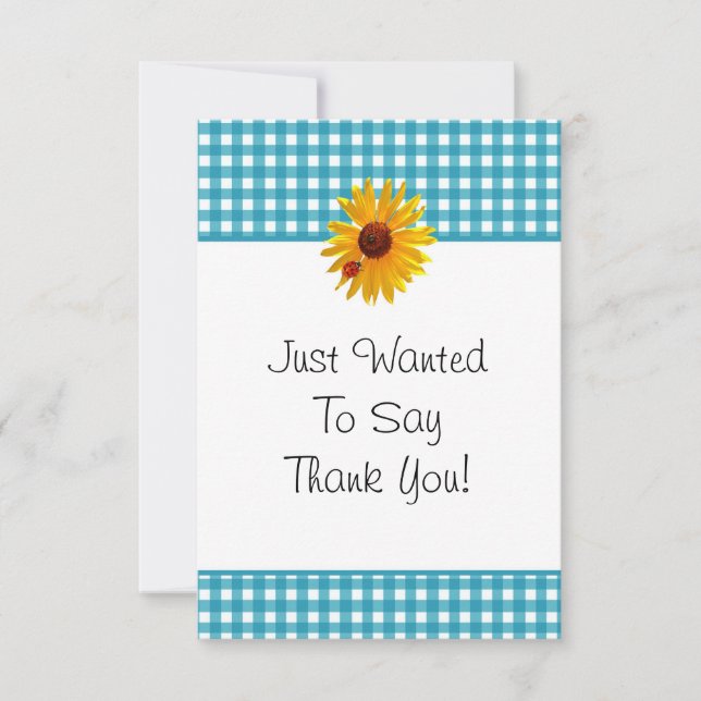 Cartes de remerciement Gingham Tournesol d'été (Devant)