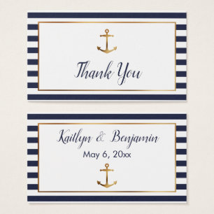 Cartes de remerciement Gold Anchor Navy et rayures
