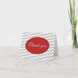 Cartes de remerciement grises Chevron et rouges Mo
