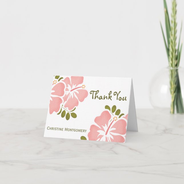 Cartes de remerciement Hibiscus Rose (Devant)