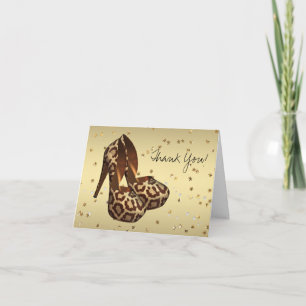 Cartes de remerciement High Heel Shoes Gold Leopar