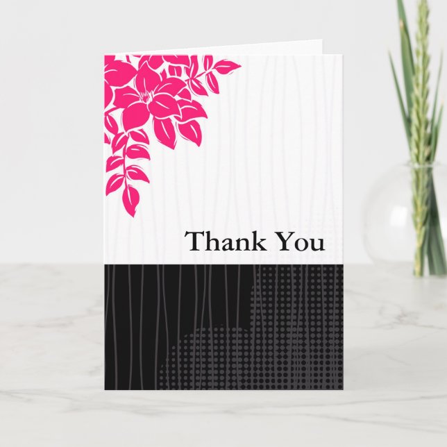 Cartes de remerciement Hot Rose et Black (Devant)