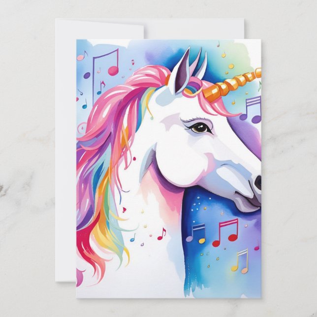 Cartes de remerciement Licornes Musicales (Devant)