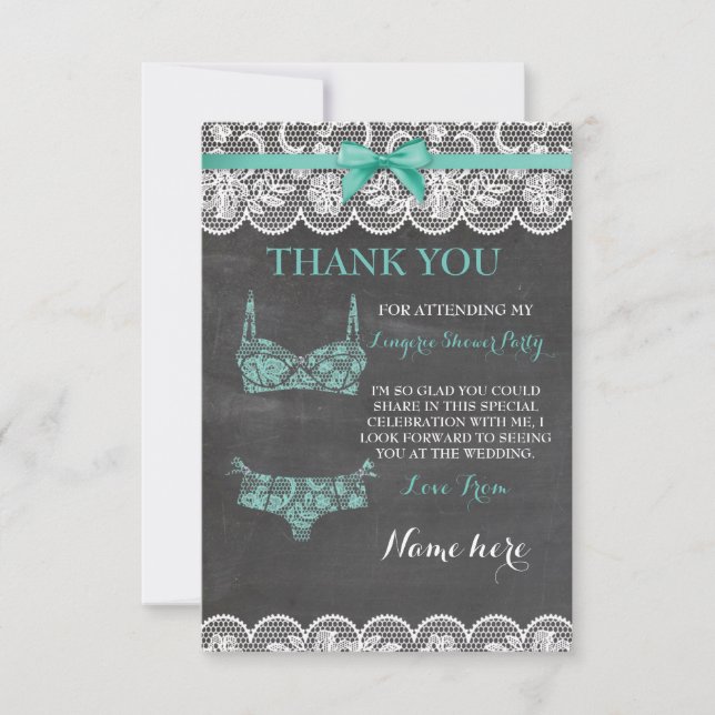 Cartes de remerciement Lingerie Shower Party de ma (Devant)