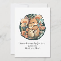 Cartes de remerciement Maman écureuil mignonne et 