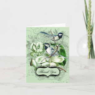 Cartes de remerciement Mésanges et Magnolias