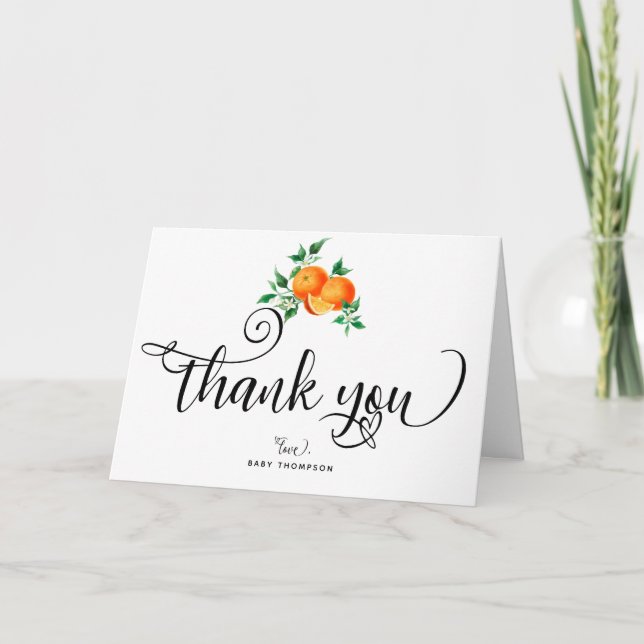 Cartes de remerciement orange Cutie (Devant)