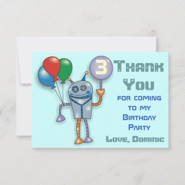 Cartes de remerciement personnalisées de robot bri (Devant)