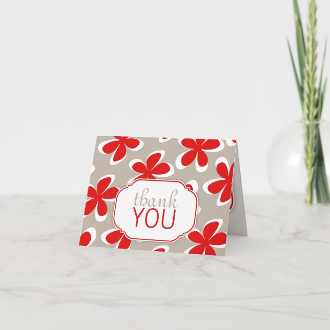 Cartes de remerciement personnalisées Fleurs Rouge (Devant)