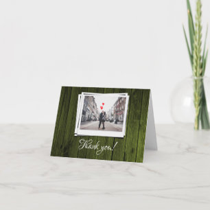 Cartes de remerciement photo en bois vert