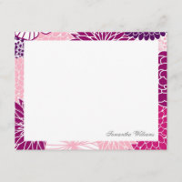Cartes de remerciement plates à motif floral rose 