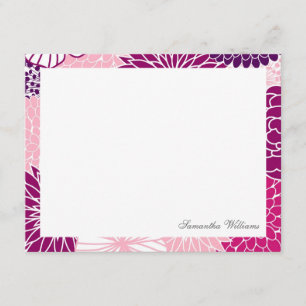 Cartes de remerciement plates à motif floral rose 