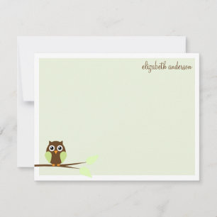 Cartes de remerciement plates Sweet Green Owl