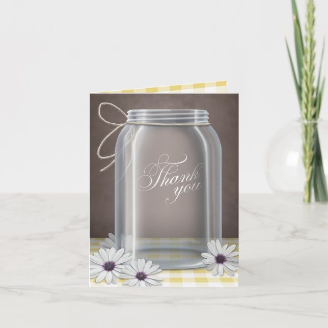 Cartes de remerciement Pot Mason Fleur Jaune de ca (Devant)