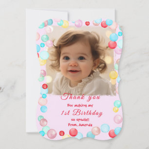 Cartes de remerciement pour 1er anniversaire avec 