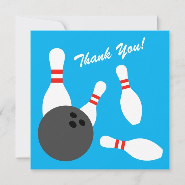Cartes de remerciement pour anniversaire bowling c (Devant)