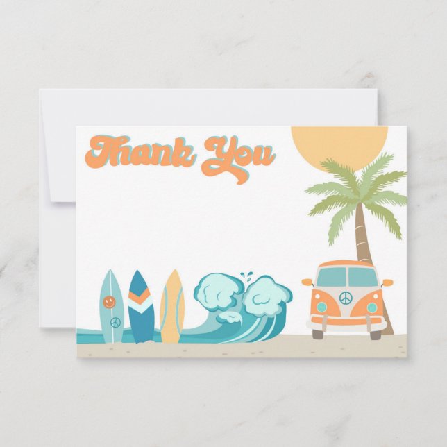 Cartes de remerciement pour anniversaire Surf's up (Devant)