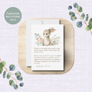 Cartes de remerciement pour Baby Shower Lapin à l'