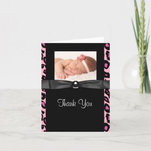 Cartes de remerciement pour bébé tachetées rose vi