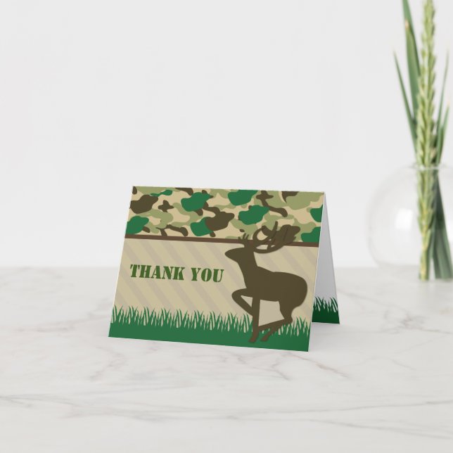 Cartes de remerciement pour chasse camouflage cerf (Devant)