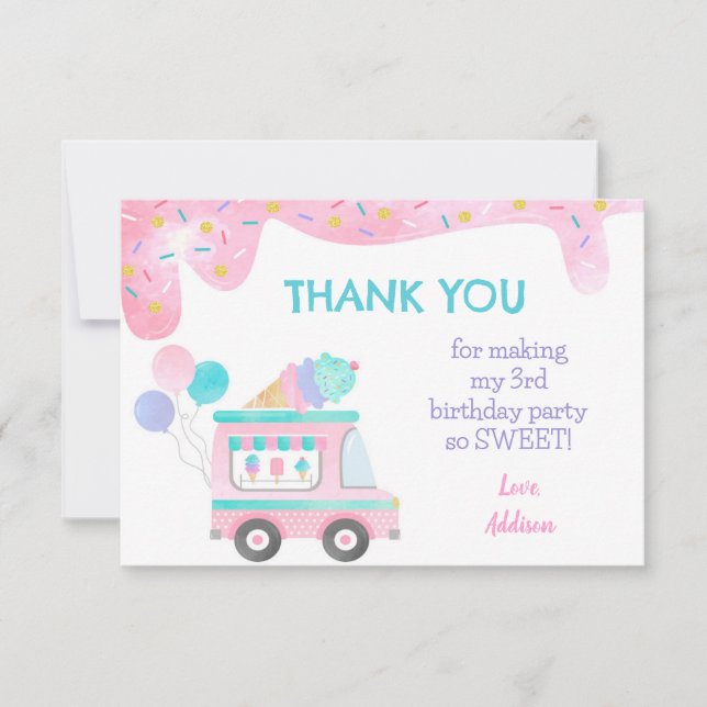 Cartes de remerciement pour fête d'anniversaire de (Devant)
