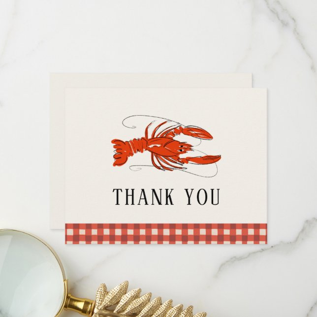 Cartes de remerciement pour fête de fruits de mer  (Devant/Arrière en situation)