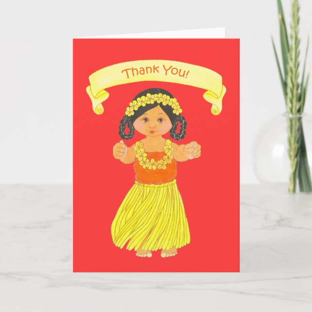 Cartes de remerciement pour fête luau hawaïenne (Devant)