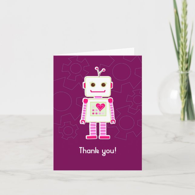 Cartes de remerciement pour fille robot (Devant)