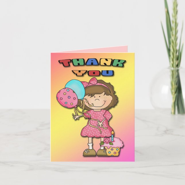 Cartes de remerciement pour la fille de la fête d' (Devant)